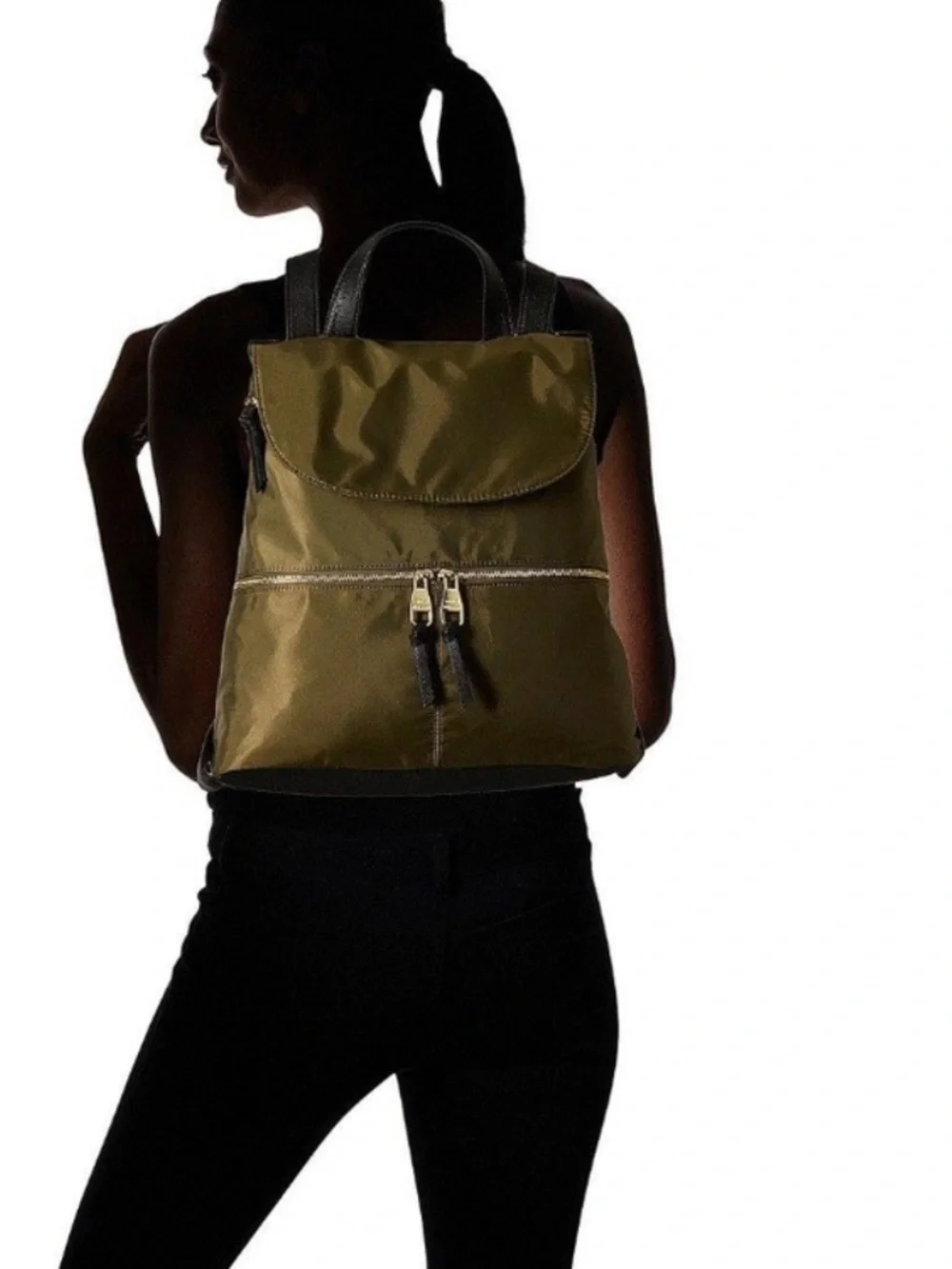 Steve Madden olive green back pack zipper front